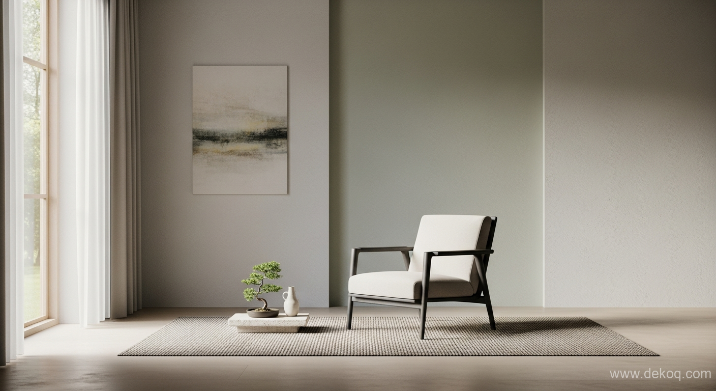 Armchair serene embrace - minimalist space - Zen Sanctuary A Single Armchair's Serene Embrace - Discover perfect armchair - Dekoq | Interior Design Ideas & Home