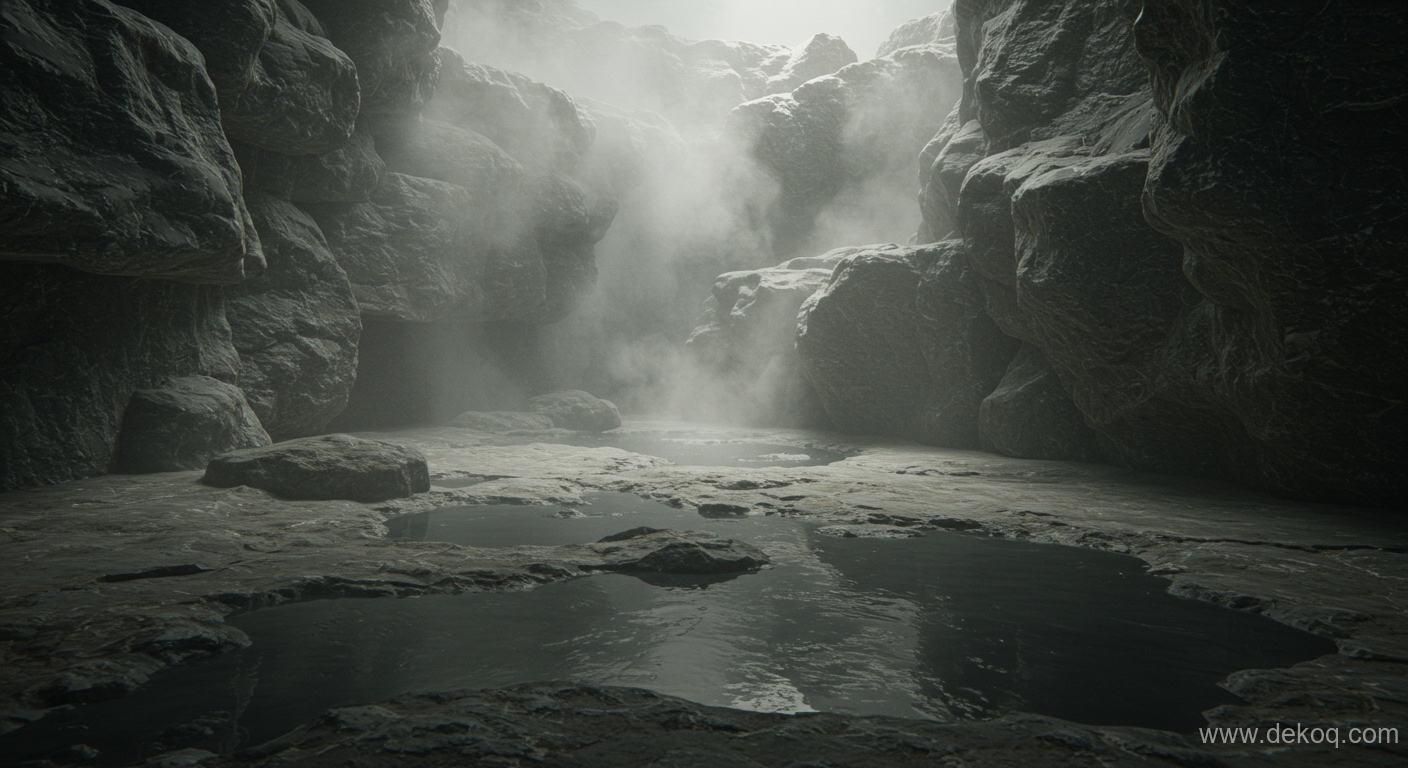 Contemplative Stone Volume - spa bathroom - A Volumetric Study of Steam, Stone, and Stillness - Design sanctuary our - Dekoq | Interior Design Ideas & Home
