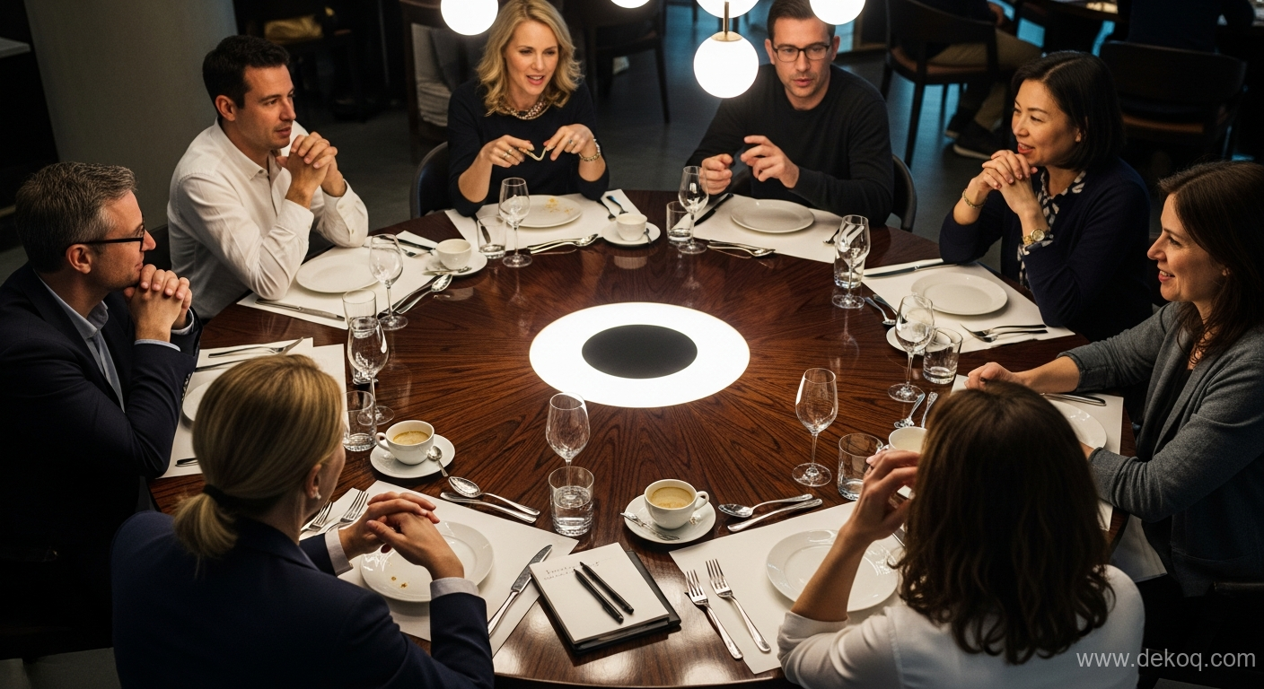 Orbit Dine Conversations - round dining table - Orbit Dine One Table, Infinite Conversations - Elevate your dining - Dekoq | Interior Design Ideas & Home