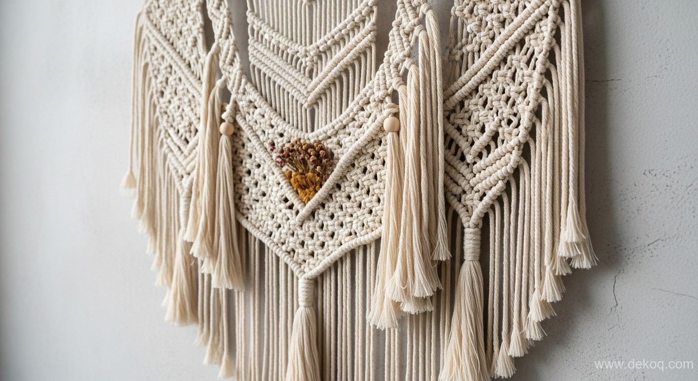 Intricate macrame art - boho wall decor - Macrame Wall Hanging Intricate Fiber Art Unveiled - Discover intricate macrame - Dekoq | Interior Design Ideas & Home