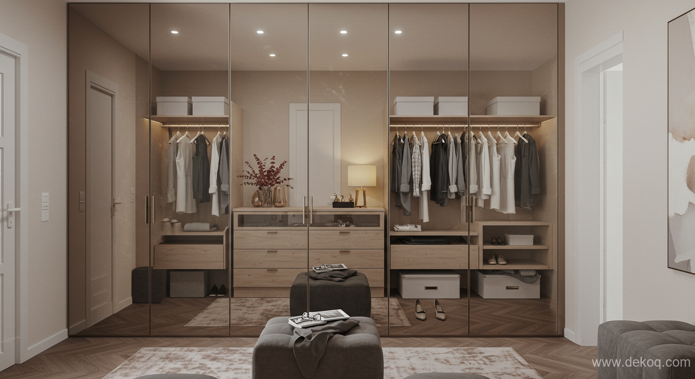 Mirrored Interior Logic - mirrored wardrobe - The Reflective Facade A Mirrored Wardrobe's Interior Logic - Unlock Mirrored Interior - Dekoq | Interior Design Ideas & Home