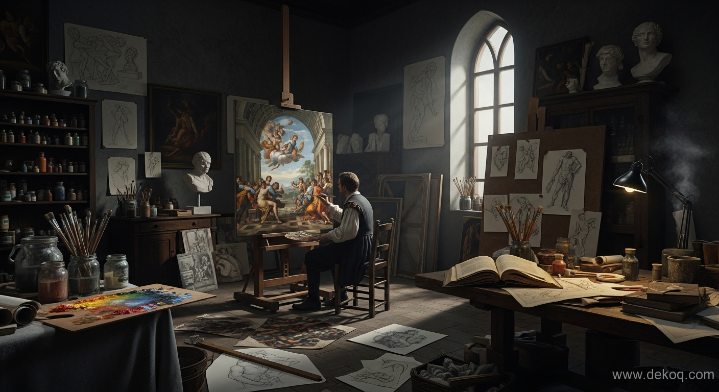 Renaissance Depth Art - paintings - Brushstrokes of Time Decoding Renaissance Masterpiece Depth - Explore Renaissance Depth - Dekoq | Interior Design Ideas & Home