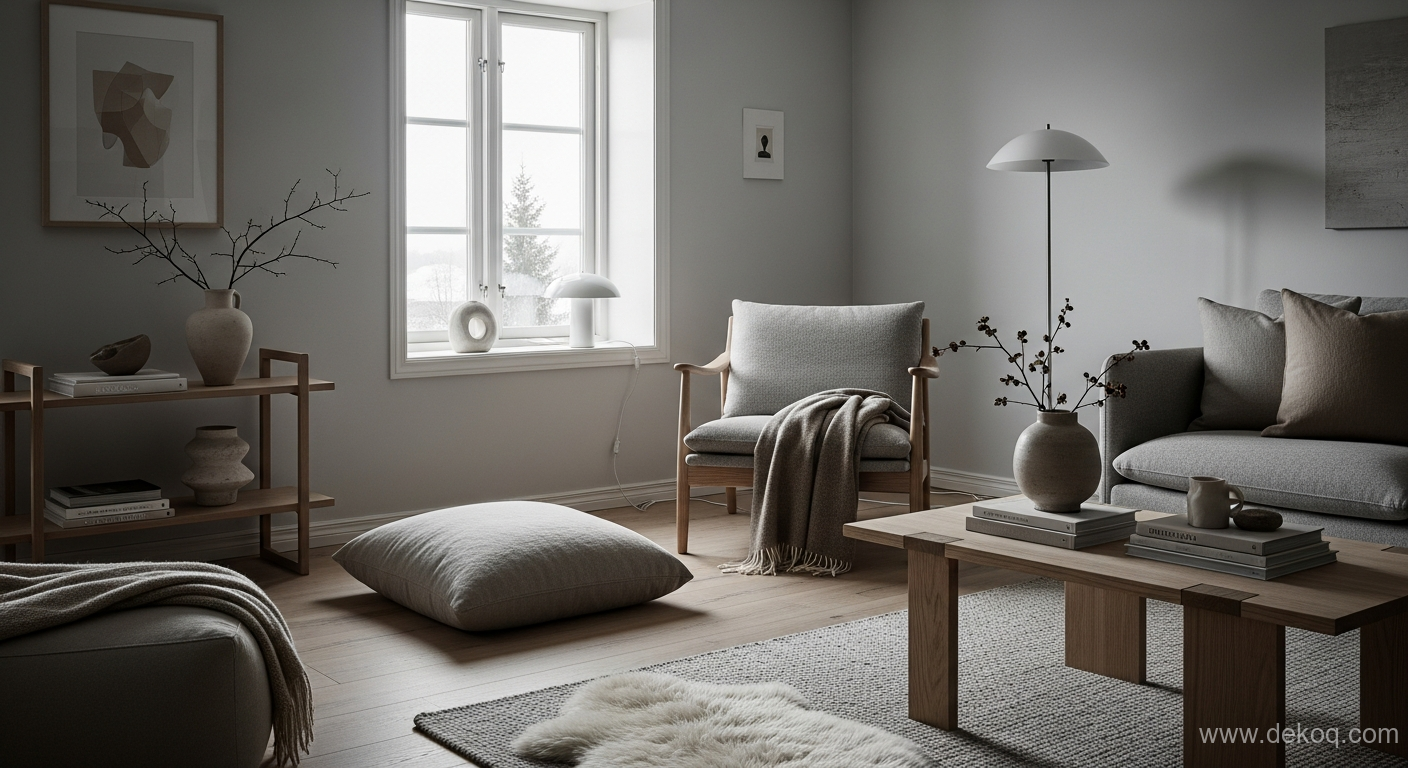 Scandinavian Calm Wood - modern interior - Minimalist Haven Scandinavian Calm, Muted Tones, Natural Wood - Embrace Scandinavian Calm - Dekoq | Interior Design Ideas & Home