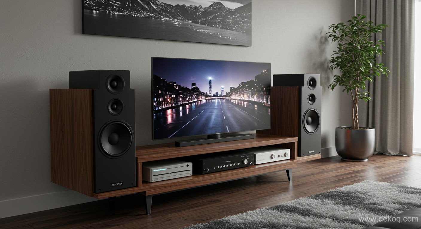 Transparent Audio Credenza - TV unit design - Engineering Acoustic Transparency in a Floating Media Credenza - Hide your speakers, - Dekoq | Interior Design Ideas & Home