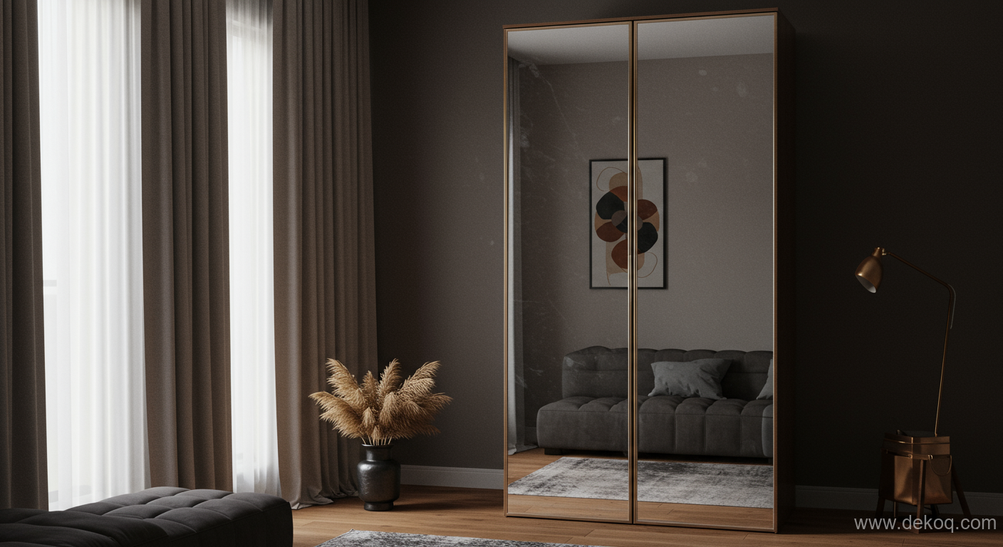 Reflective facade storage - mirrored wardrobe - The Mirrored Wardrobe A Duality of Reflection and Concealment - Unlock secret bigger, - Dekoq | Interior Design Ideas & Home