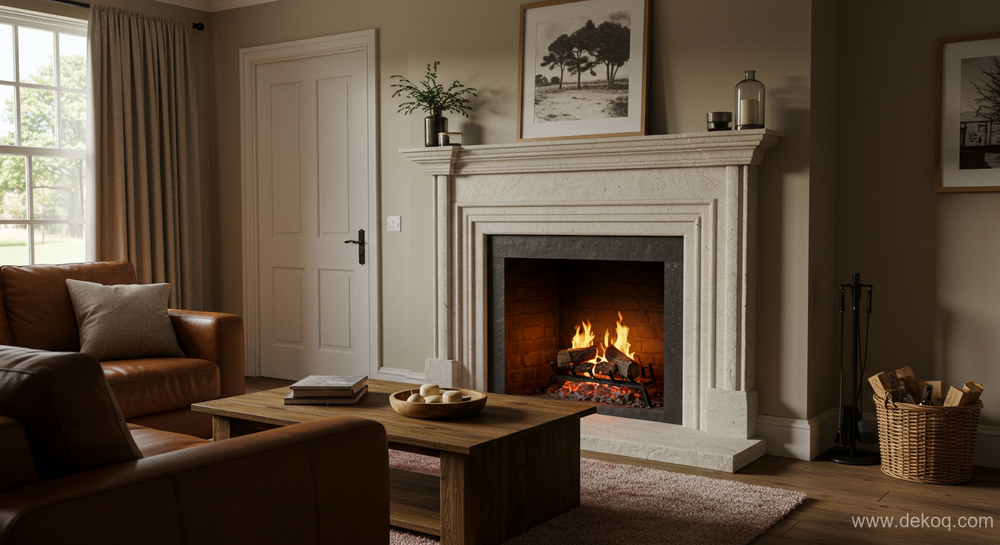 Recessed Hearth Seating - cozy atmosphere - The Enveloping Warmth of the Fireside Alcove - Dekoq | Interior Design Ideas & Home Inspiration