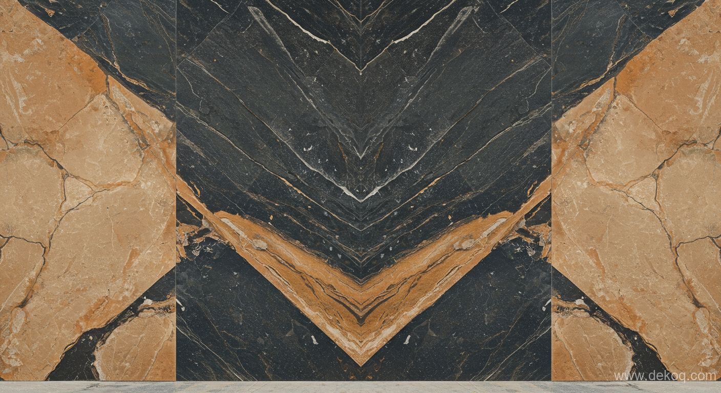 Mirrored Vein Stone - modern bath design - Symmetrical Grandeur The Art of Bookmatched Stone Slabs - Transform your home - Dekoq | Interior Design Ideas & Home Inspiration