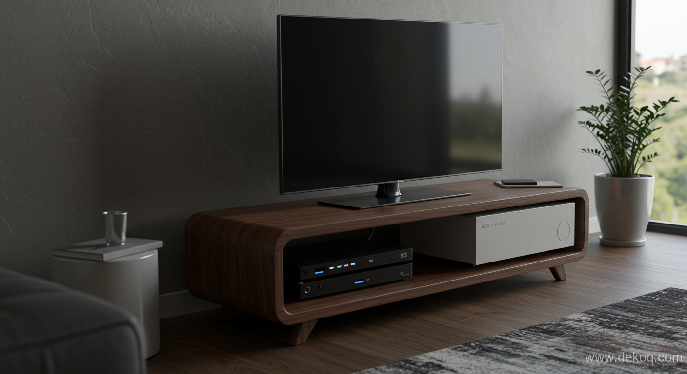 Convergent media hub - modern entertainment center - The Convergent Core of the Modern Media Console - Dekoq | Interior Design Ideas & Home Inspiration