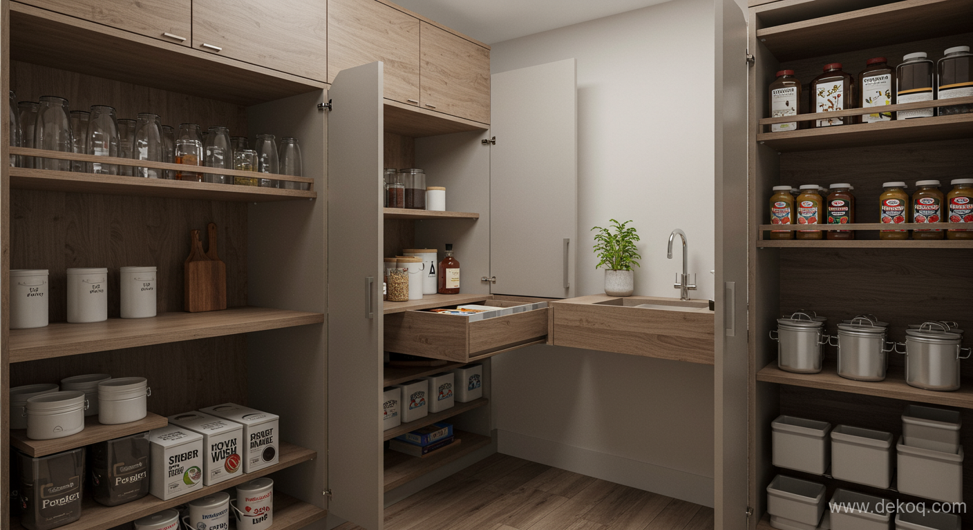 Stealth Kitchen Storage - pantry ideas - Strategic Concealment Designing the Fully Integrated Modern Pantry - Create serene, minimalist - Dekoq | Interior Design Ideas & Home