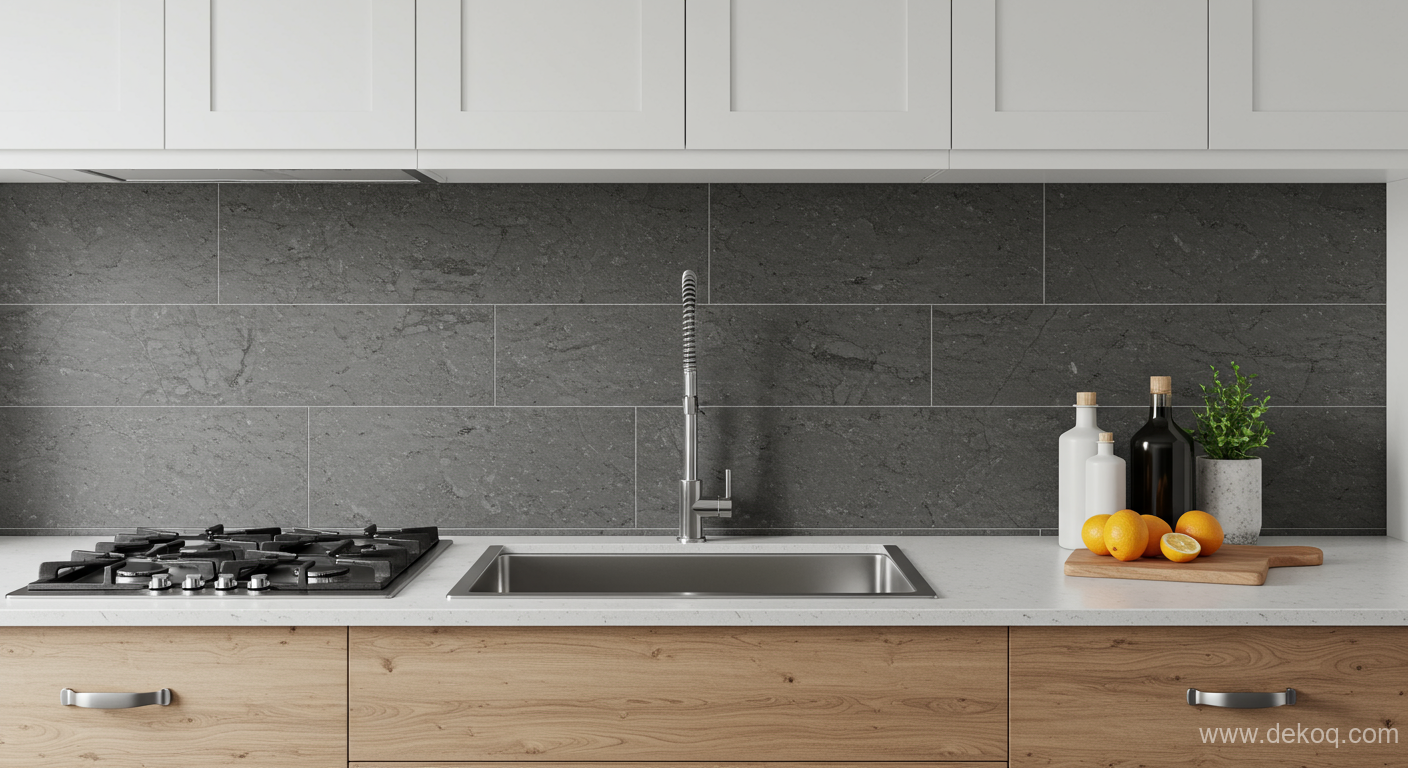 Monolithic backsplash design - minimalist backsplash - Beyond Grout The Single-Slab Minimalist Backsplash - Dekoq | Interior Design Ideas & Home Inspiration